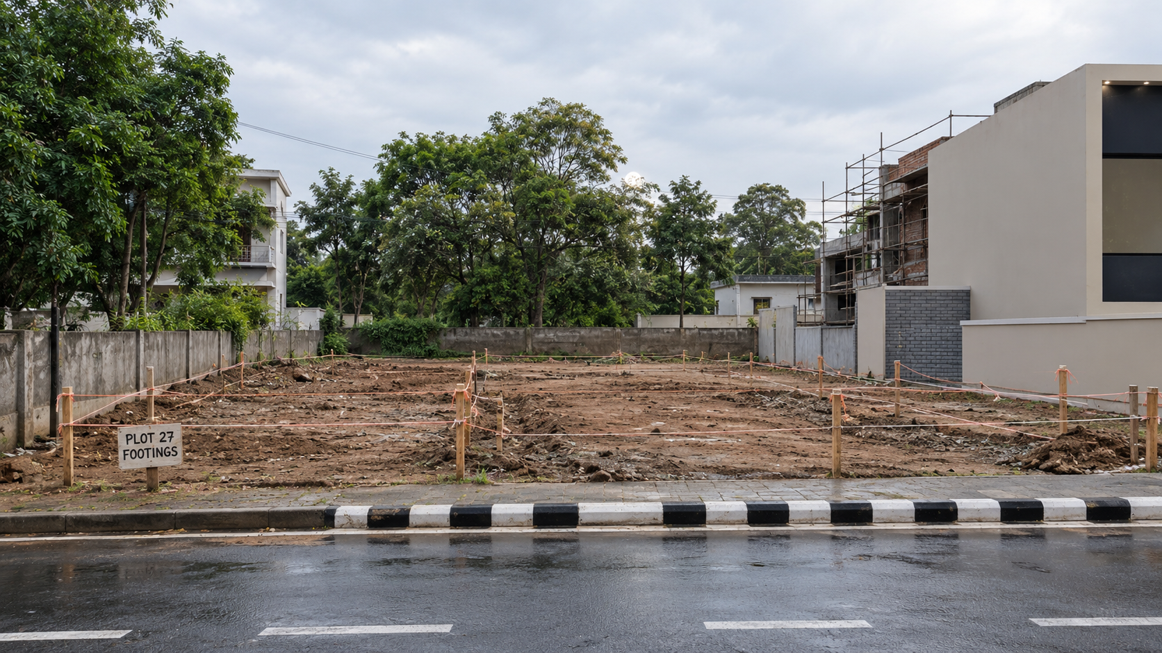 Empty site before construction